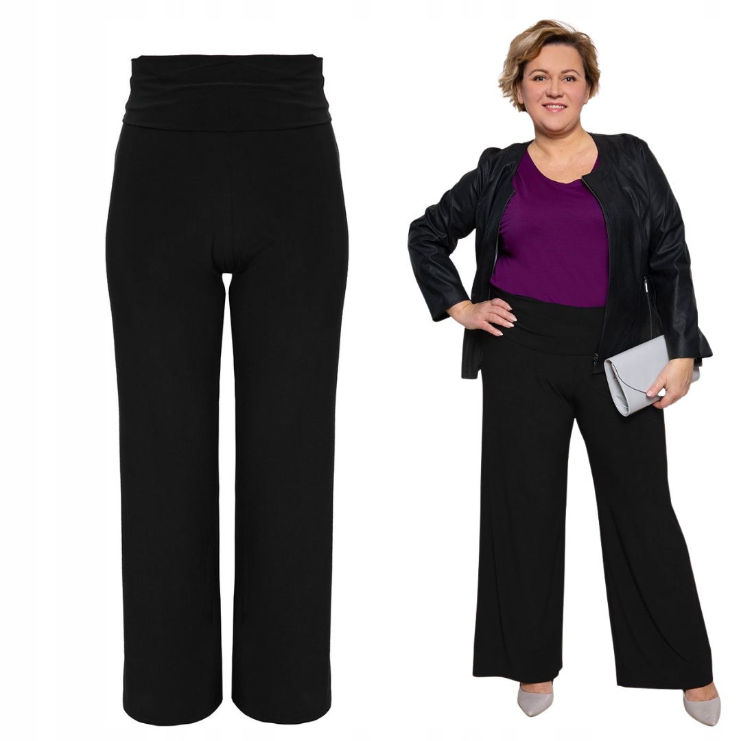 Černé dlouhé kalhoty s zeštíhlujícím pasem 50