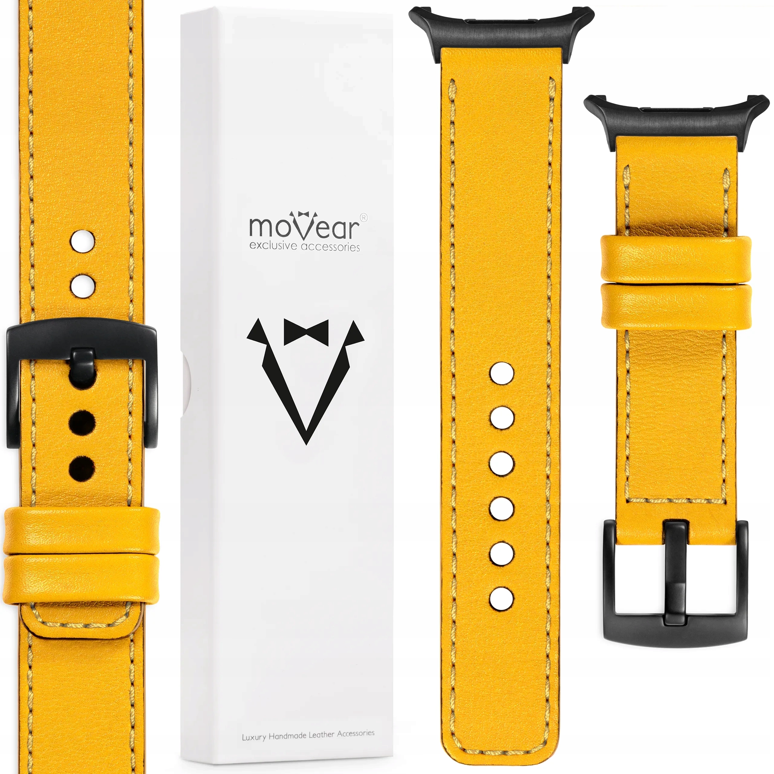 Kožený řemínek pro Samsung Galaxy Watch Ultra stylový 22 mm Žlutý Movear