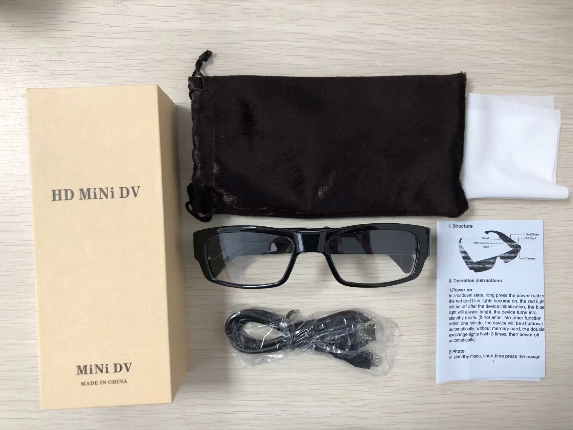 Brýle se skrytou špionážní kamerou, full hd kamera