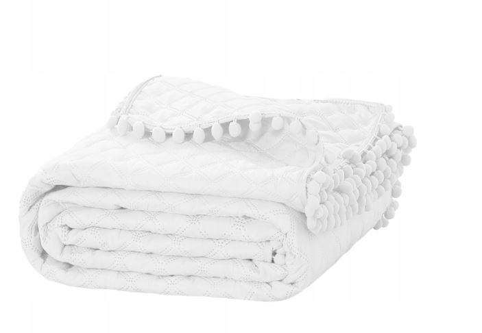 

Narzuta Na Łóżko Kapa 200x220 Biała Z Pomponami