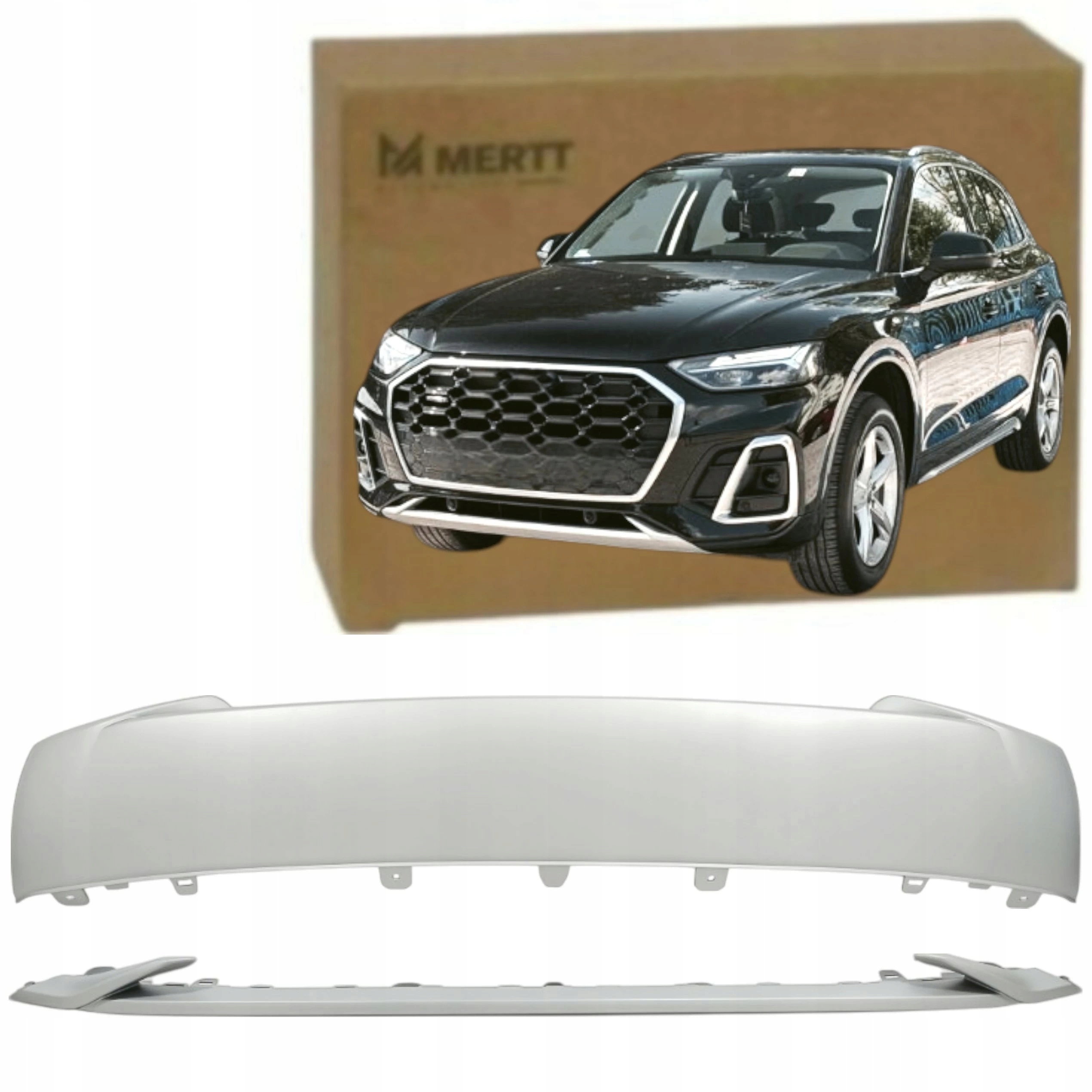 Audi Q5 80A Lift S-line 20- Spoiler Nárazníku Přední Část Rtu Lišta Dekor Stříbro