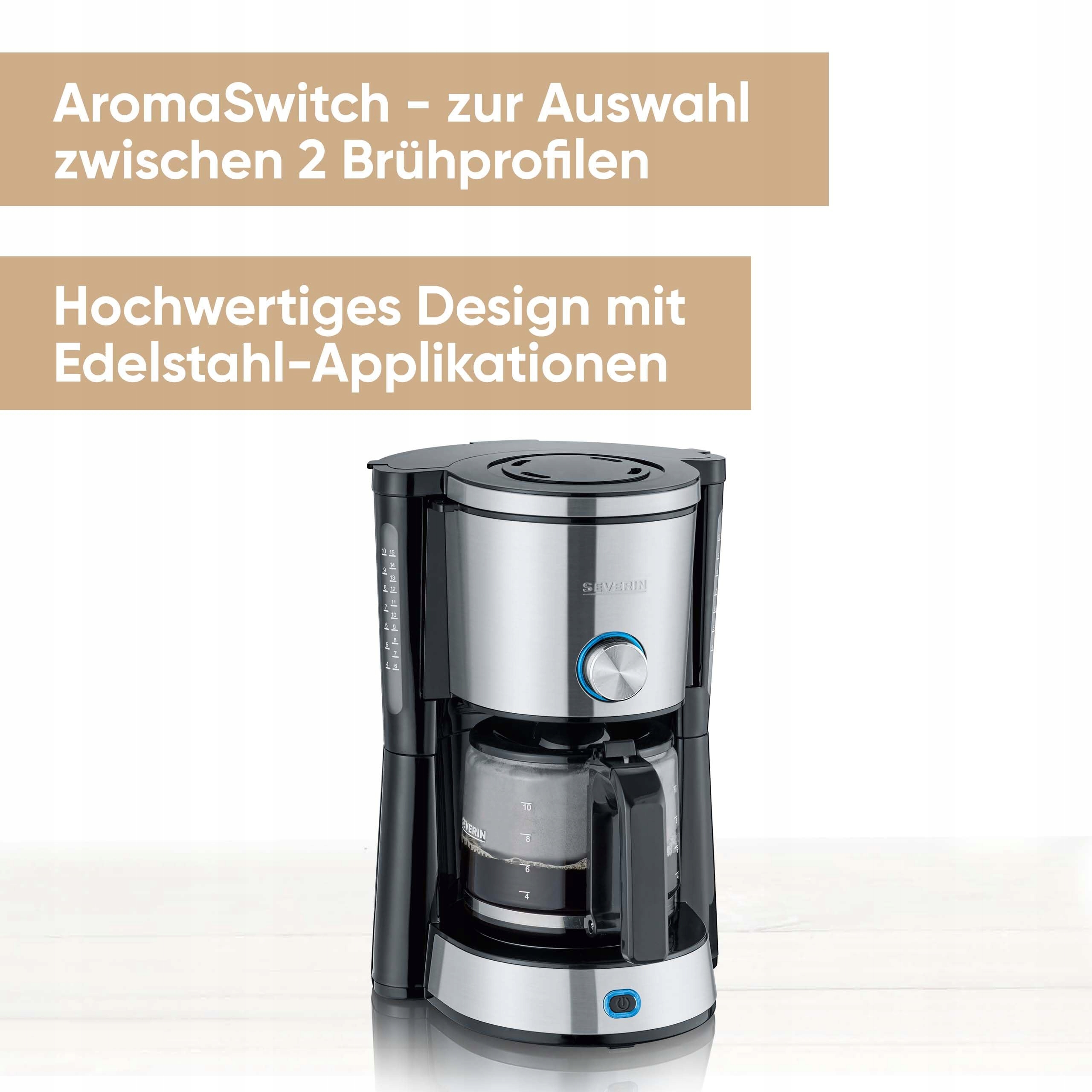 SEVERIN Ekspres Do Kawy TypeSwitch 10 Filiżanek 1000W Stalowy Czarny — miniatura 2