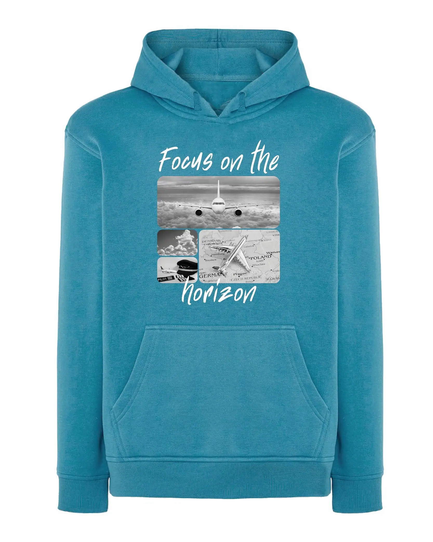 Mikina s kapucí Dárek pro pilota Umělecká koláž Modrá M