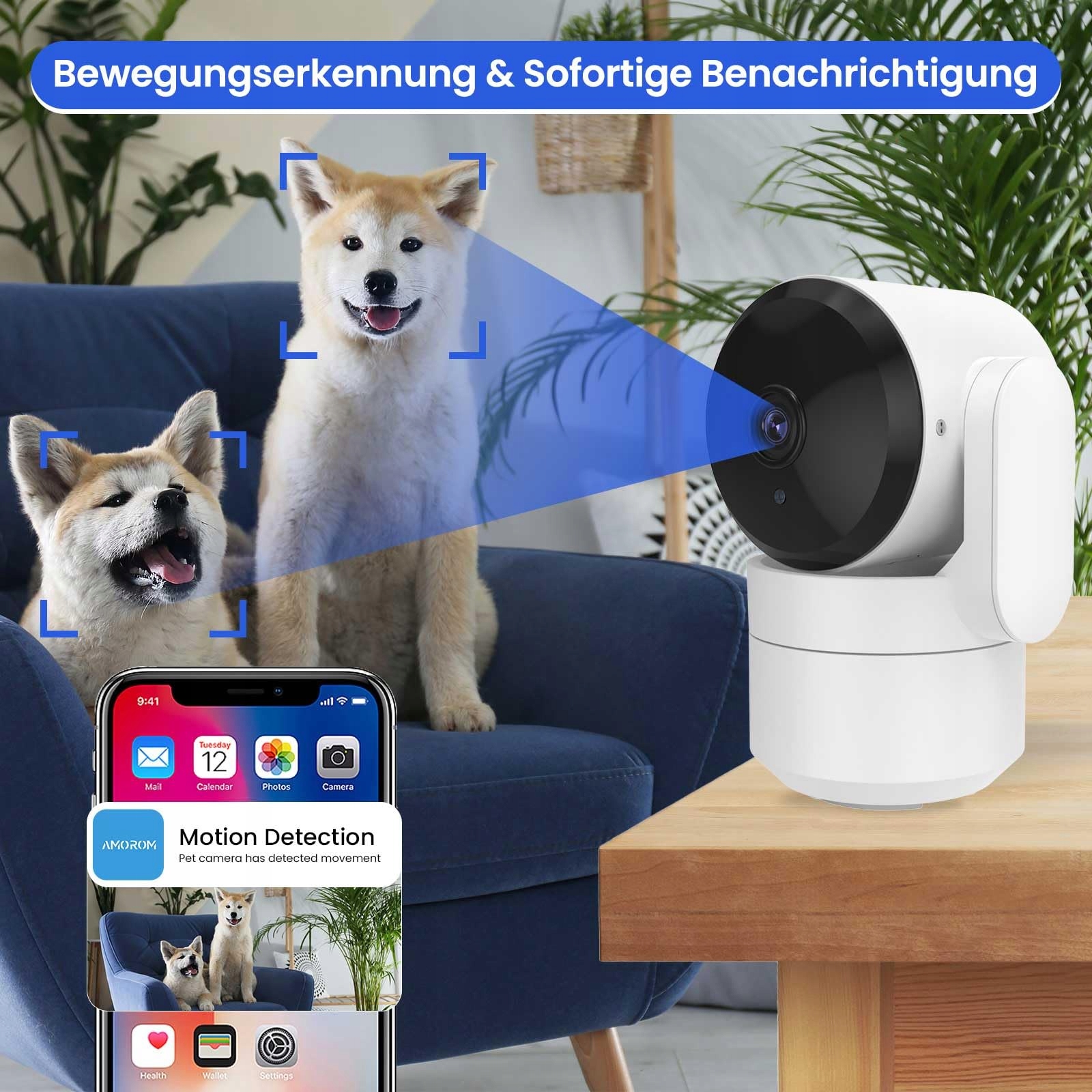 AMOROM Kamera Wewnętrzna 360° 1080p z Nocnym Widzeniem i Audio — miniatura 4