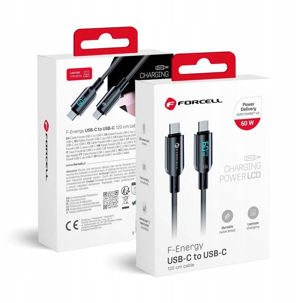Kabel Usb C Do Usb C Forcell F-Energy Qc4.0 Pd 3A 60W Digital 1,2 M C274