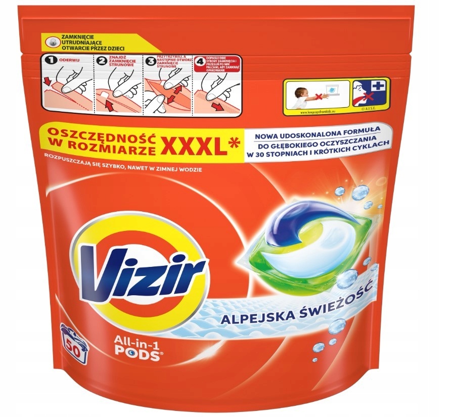 Levně Vizir All in 1 Pods Kapsle na praní Alpská svěžest 50 kusů