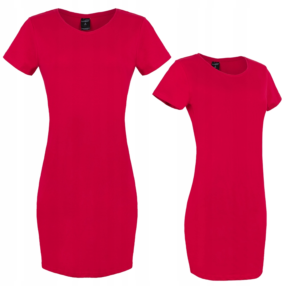 SUKIENKA DAMSKA KRÓTKI RĘKAW GŁADKA ELASTYCZNA LETNIA KLASYCZNA CZERWONA XL