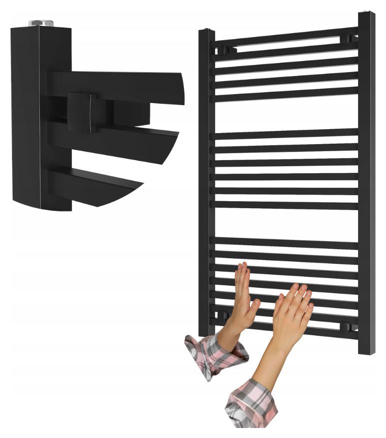 Kúpeľňový Radiátor Čierny Rebríkový 100x60 cm Moderný Radiátor Bergen