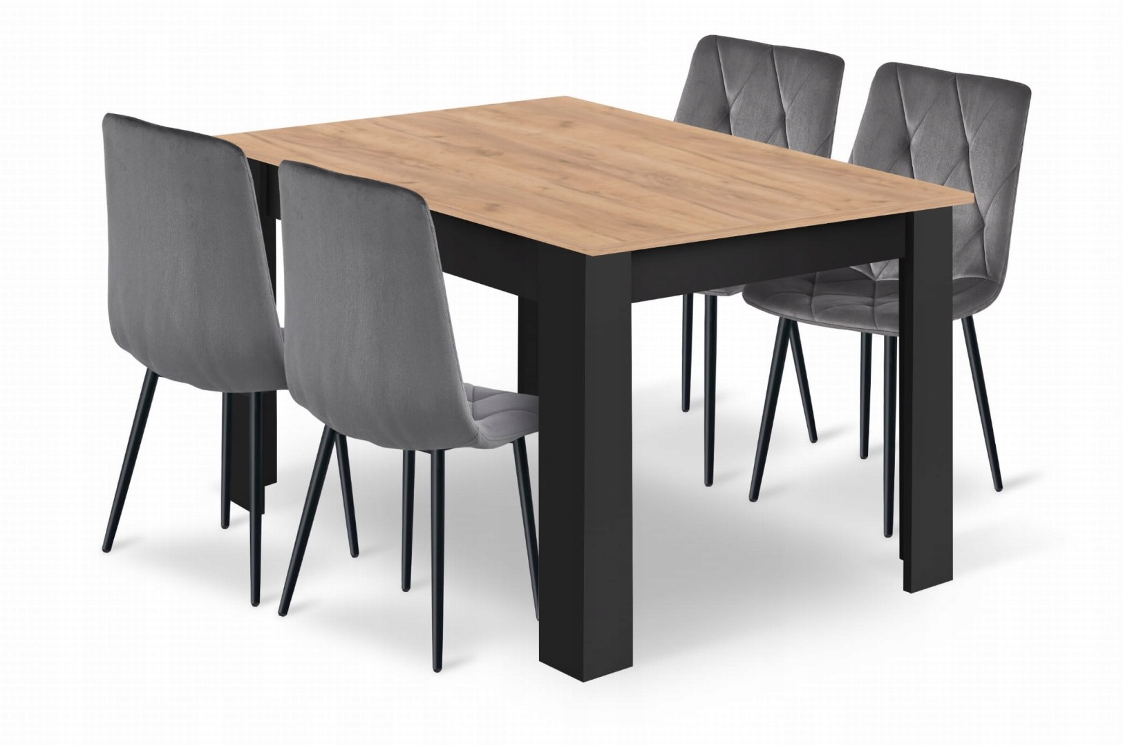 Sada stolu Np 120x80 Craft Černá 4 židle Libra šedá