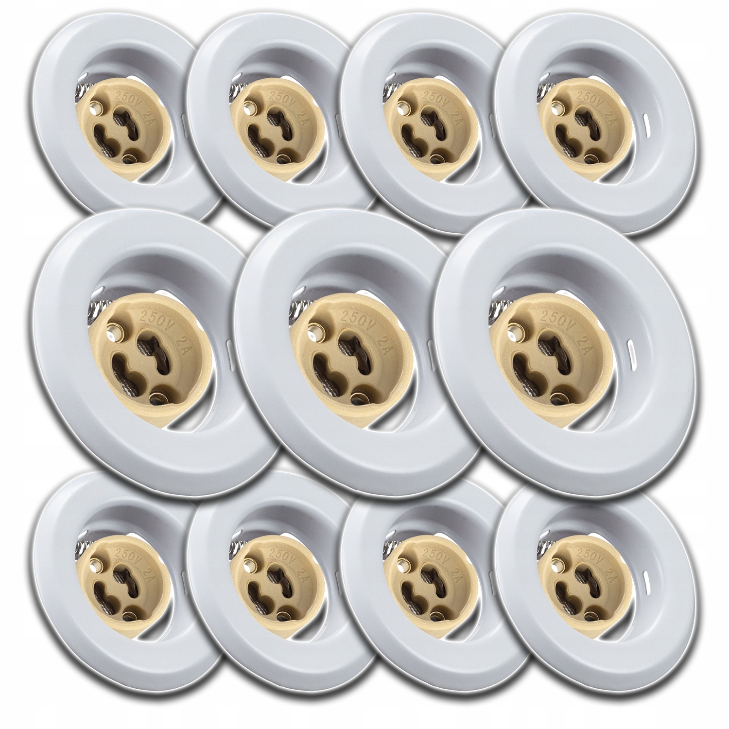 11 x Bílé Kulaté Stropní Svítidlo Halogen Zásuvka Konektor GU10 Pro Žárovku