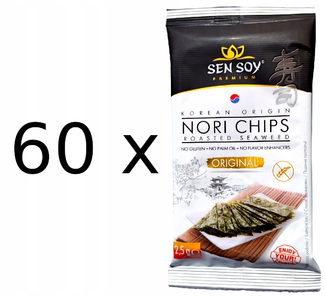 Chipsy Nori Original se solí celý karton 60 ks x 2,5 g Sen Soy