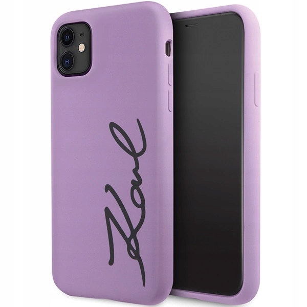 Pouzdro Karl Lagerfeld Silicone Signature pro iPhone 11 Xr purpurové