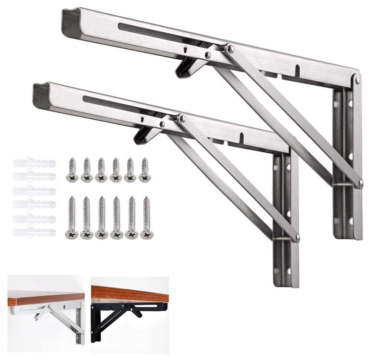 Set 2x Skládací Úhelník Pod Poličku Stůl Deska 400×170 mm do 150 kg