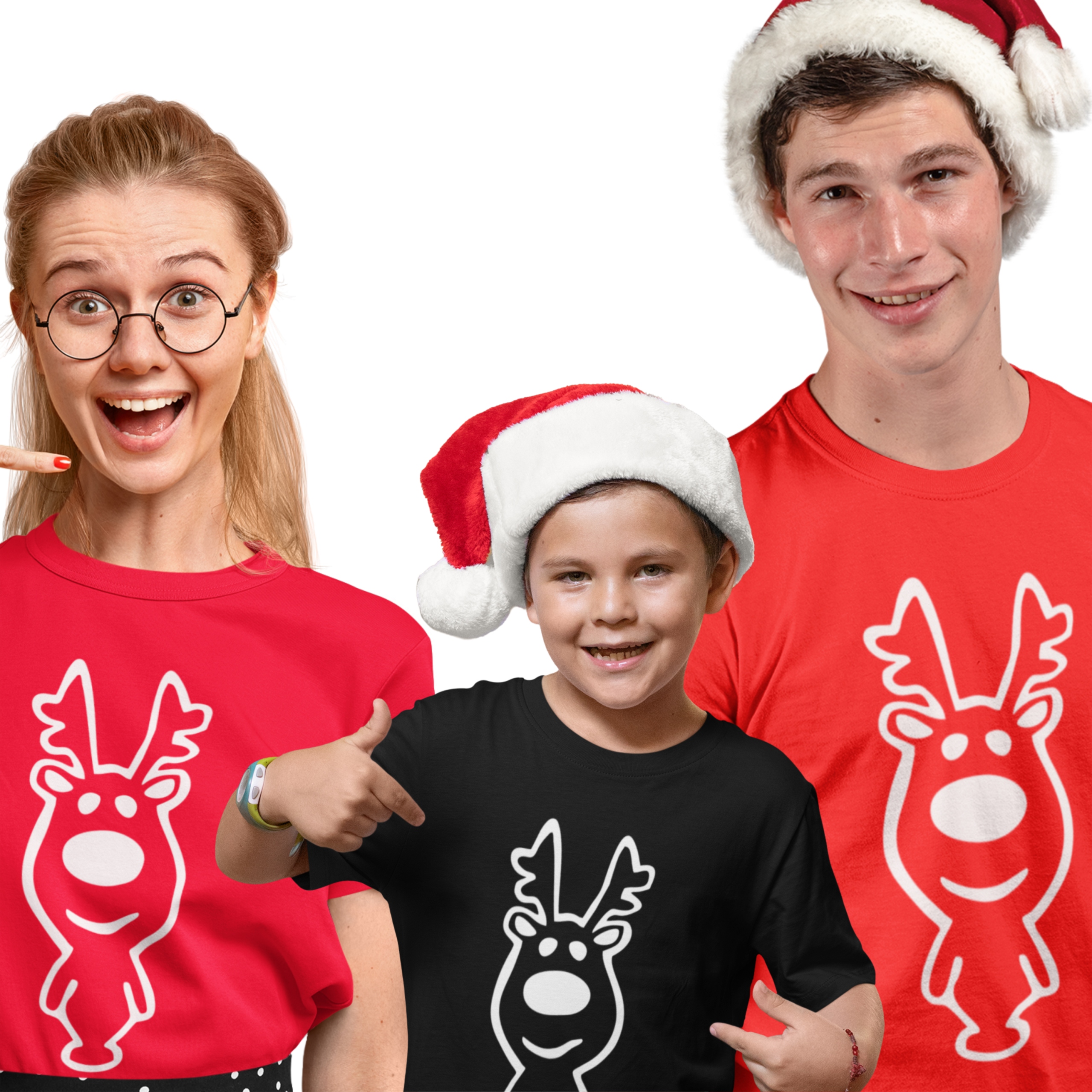 Vánoční trička rodinný set 2+1 červená černá bílá L