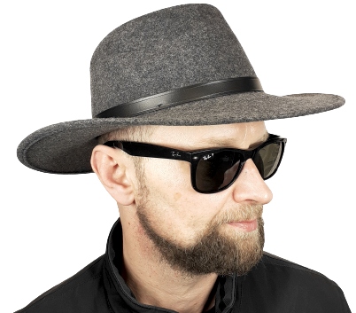 Lovecký plstěný vlněný klobouk Skoczów Tajga Šedý kovboj 60 cm
