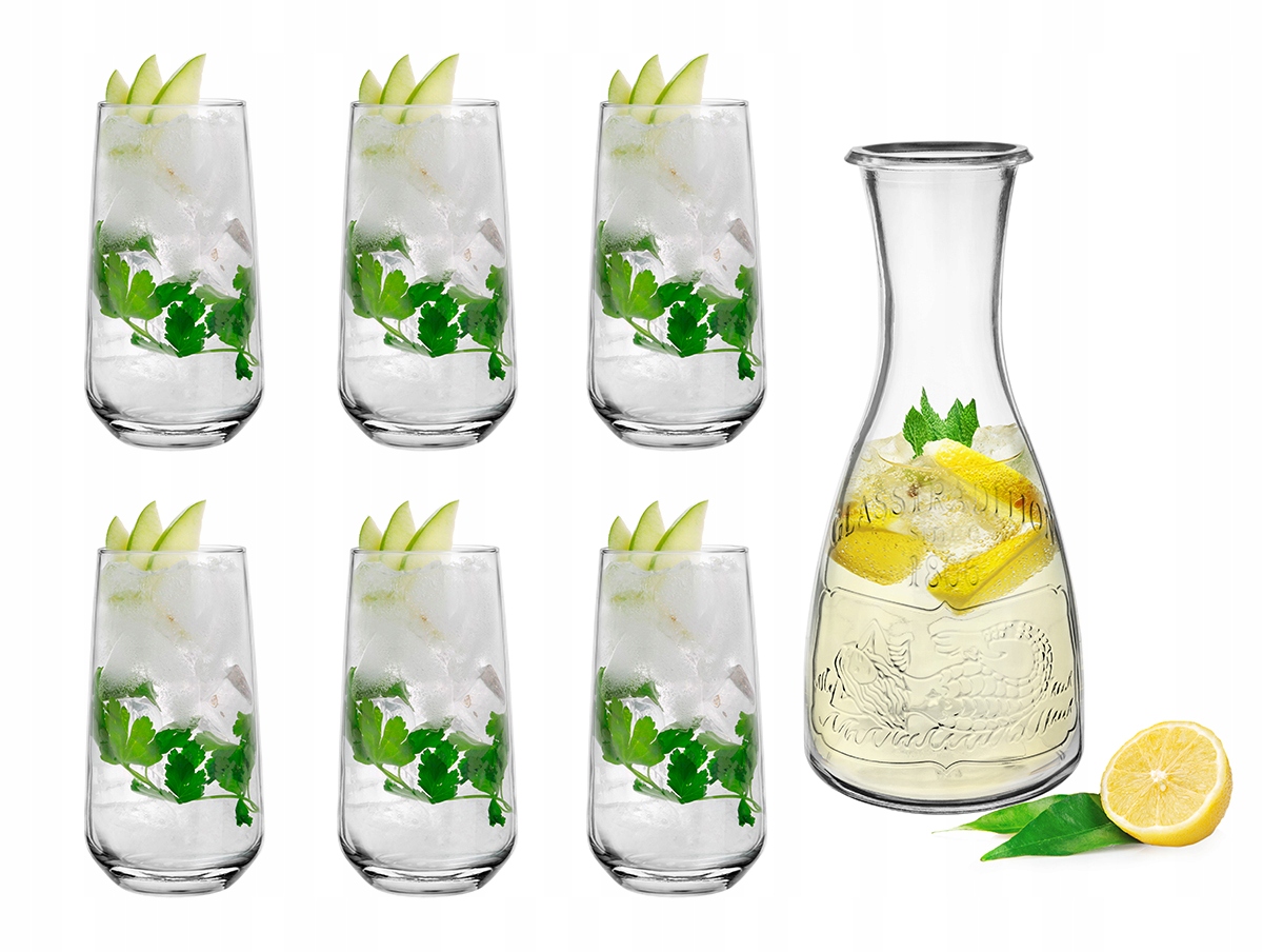 

Karafka 1000ml 6 Wysokich Szklanek 430ml Na Sok