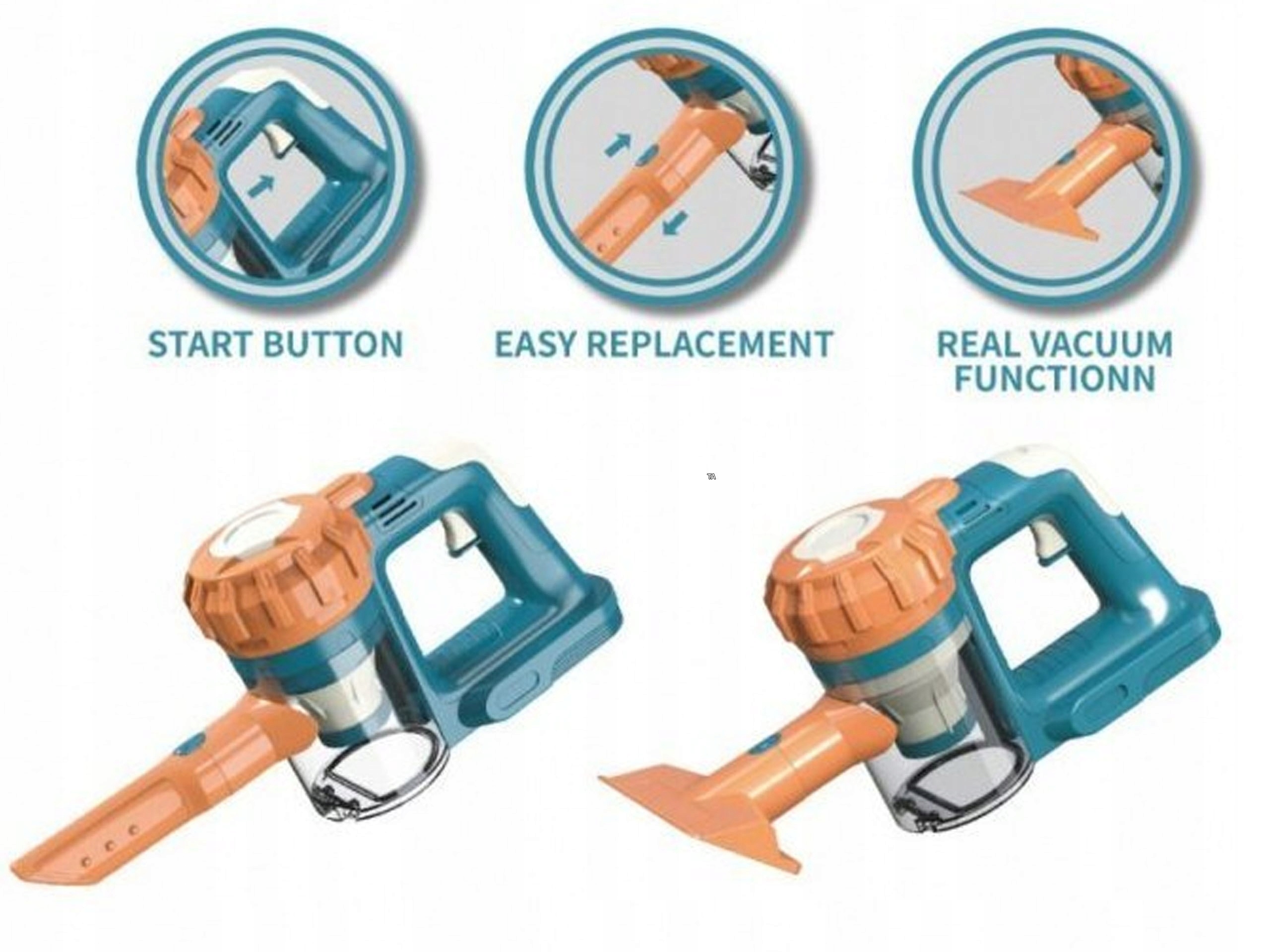 INTERAKTYWNY ODKURZACZ PIONOWY DLA DZIECI + WYMIENNE KOŃCÓWKI STOJAK Marka InnoVibe