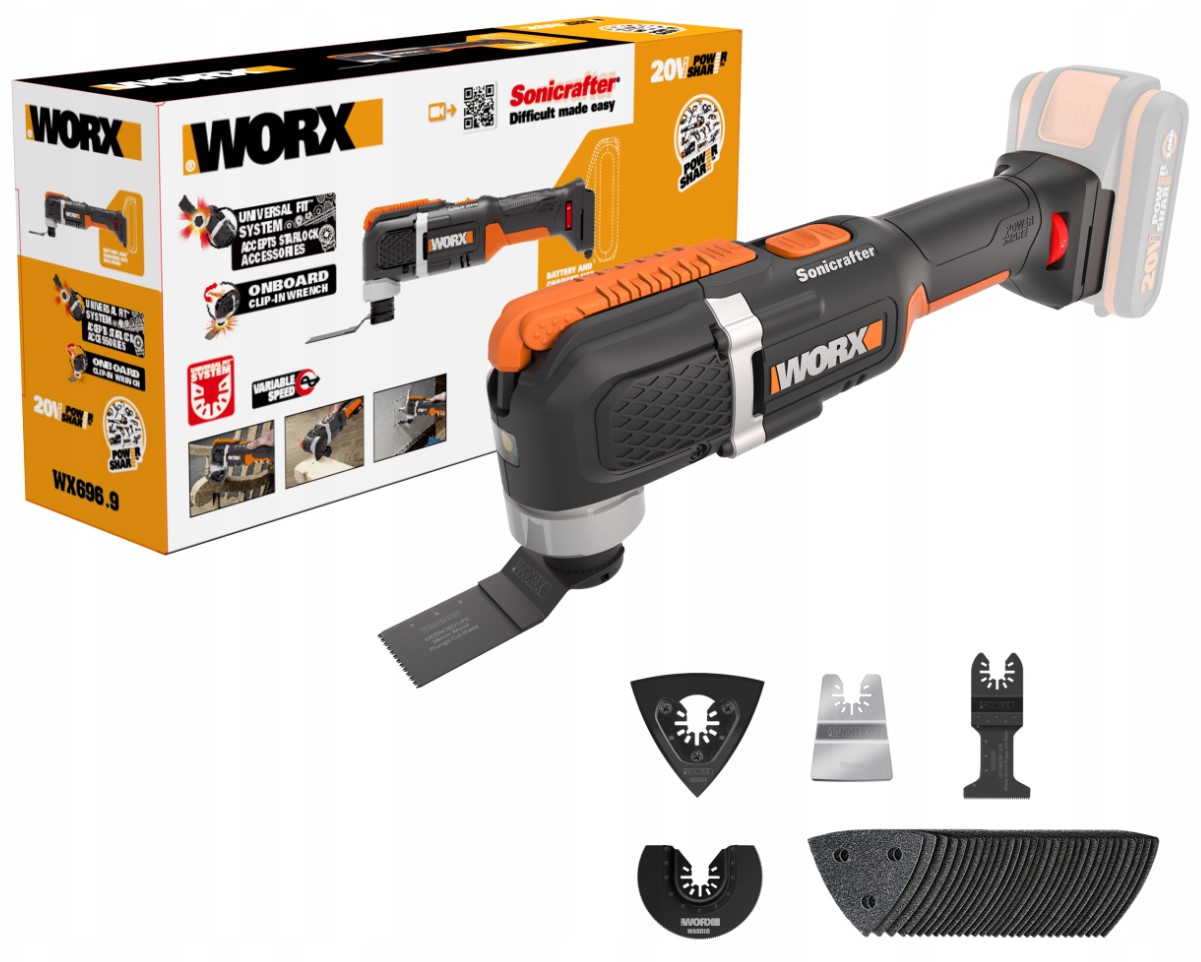 Narzędzie wielofunkcyjne Worx WX696.9 Szlifierka