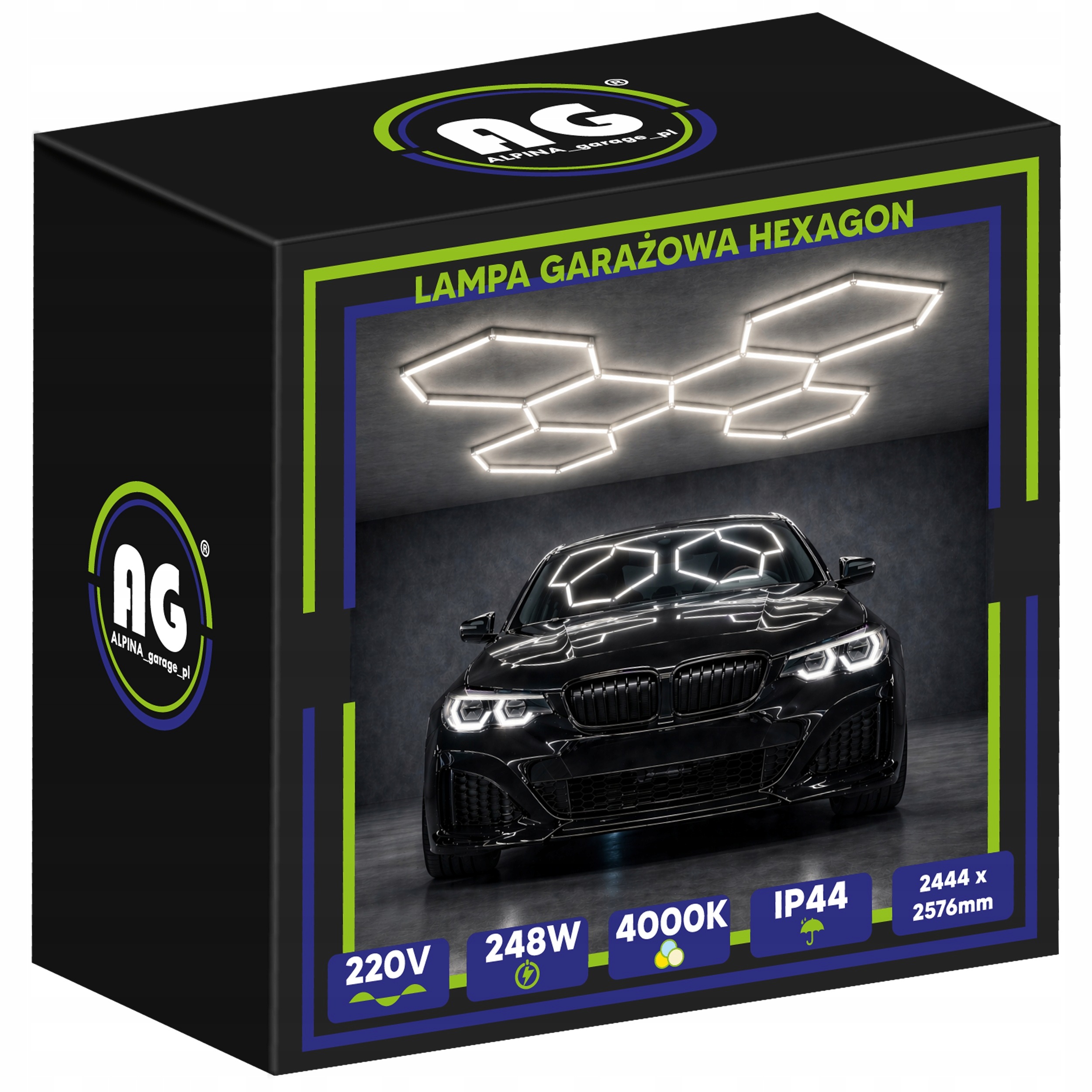 Led lampa Hexagón Stropný panel do garáže 248W 4000K 244x258 cm