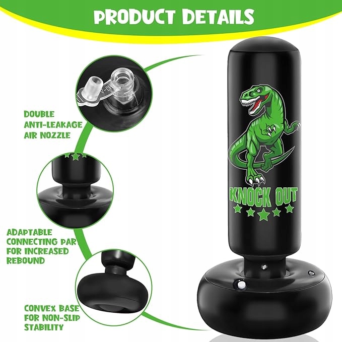 WOREK TRENINGOWY BOKSERSKI DMUCHANY DLA DZIECI Z DINOZAUREM DO NAPRAWY Marka inna