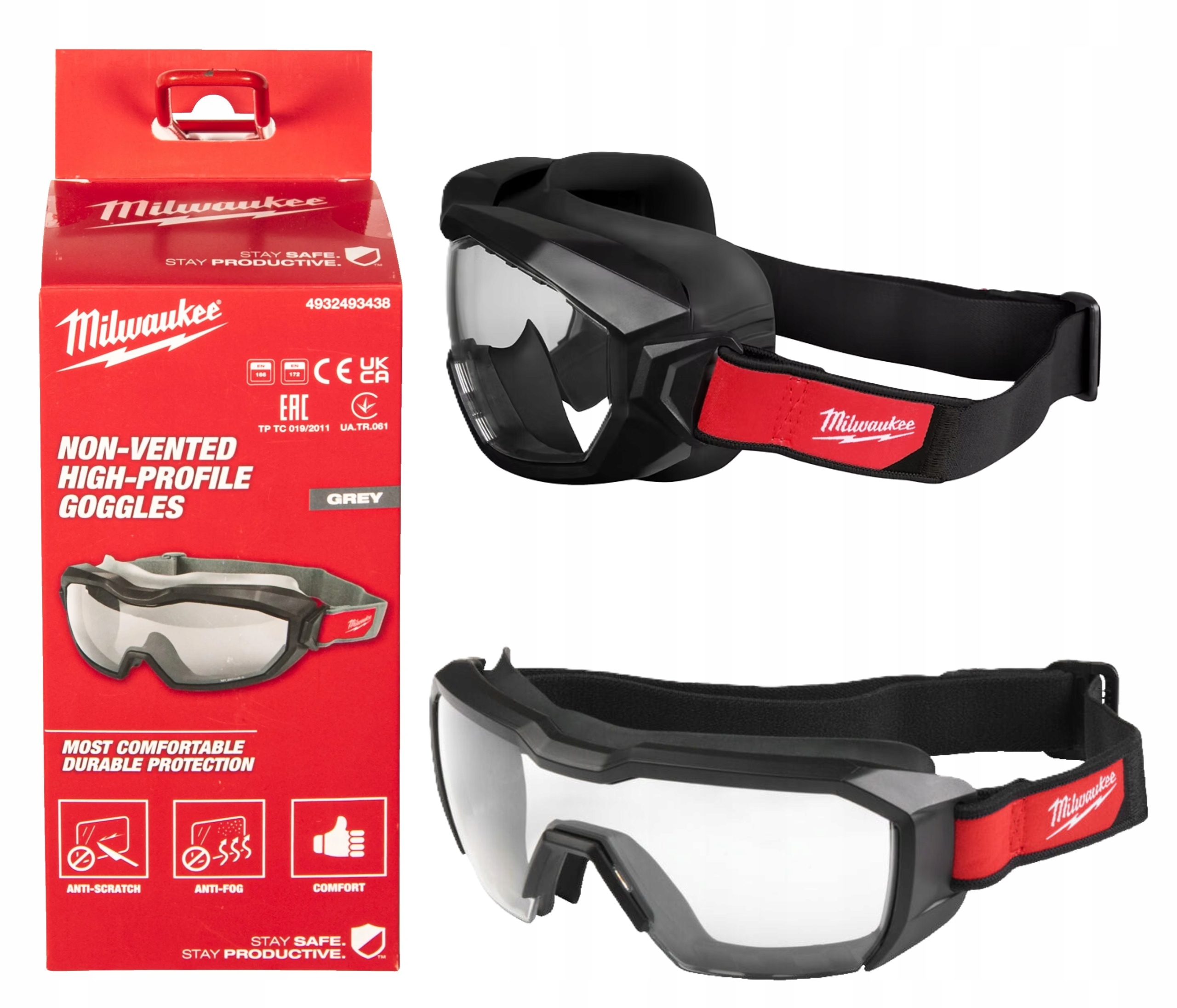 Milwaukee 4932493435 Ochranné brýle bezbarvé, široké, větrané