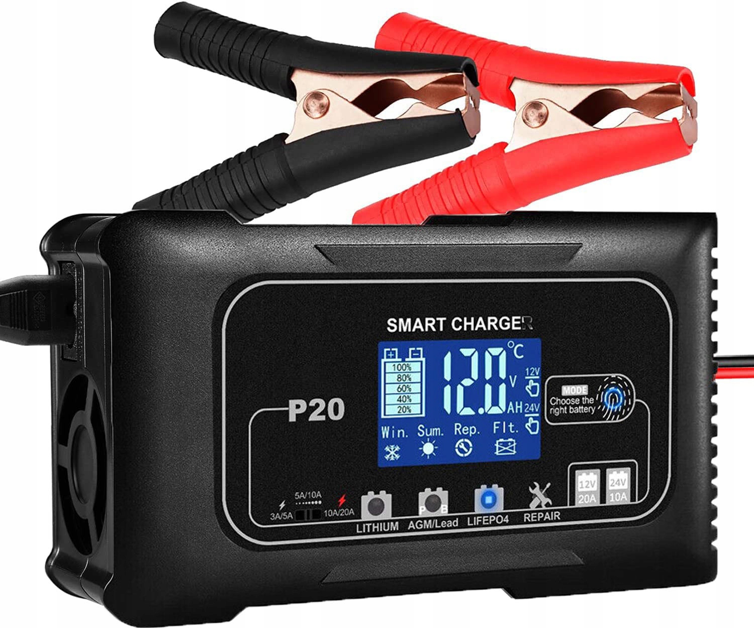 

Prostownik Ładowarka Do Akumulatora 12V 24V 20A