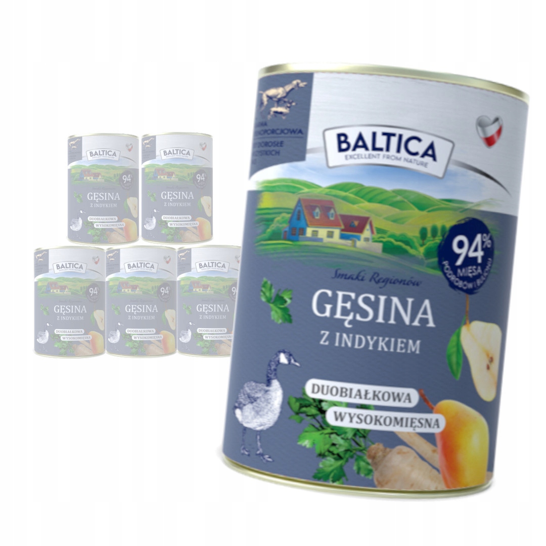 Levně Baltica Husí maso s krůtím masem 6x400 g Duoproteinové Vlhké Krmivo pro psy bez obilovin