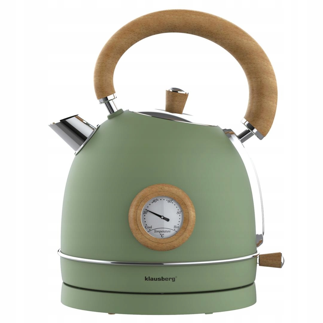 Zelená elektrická konvice s teploměrem 1,8 l, 1850-2200 W, Klausberg