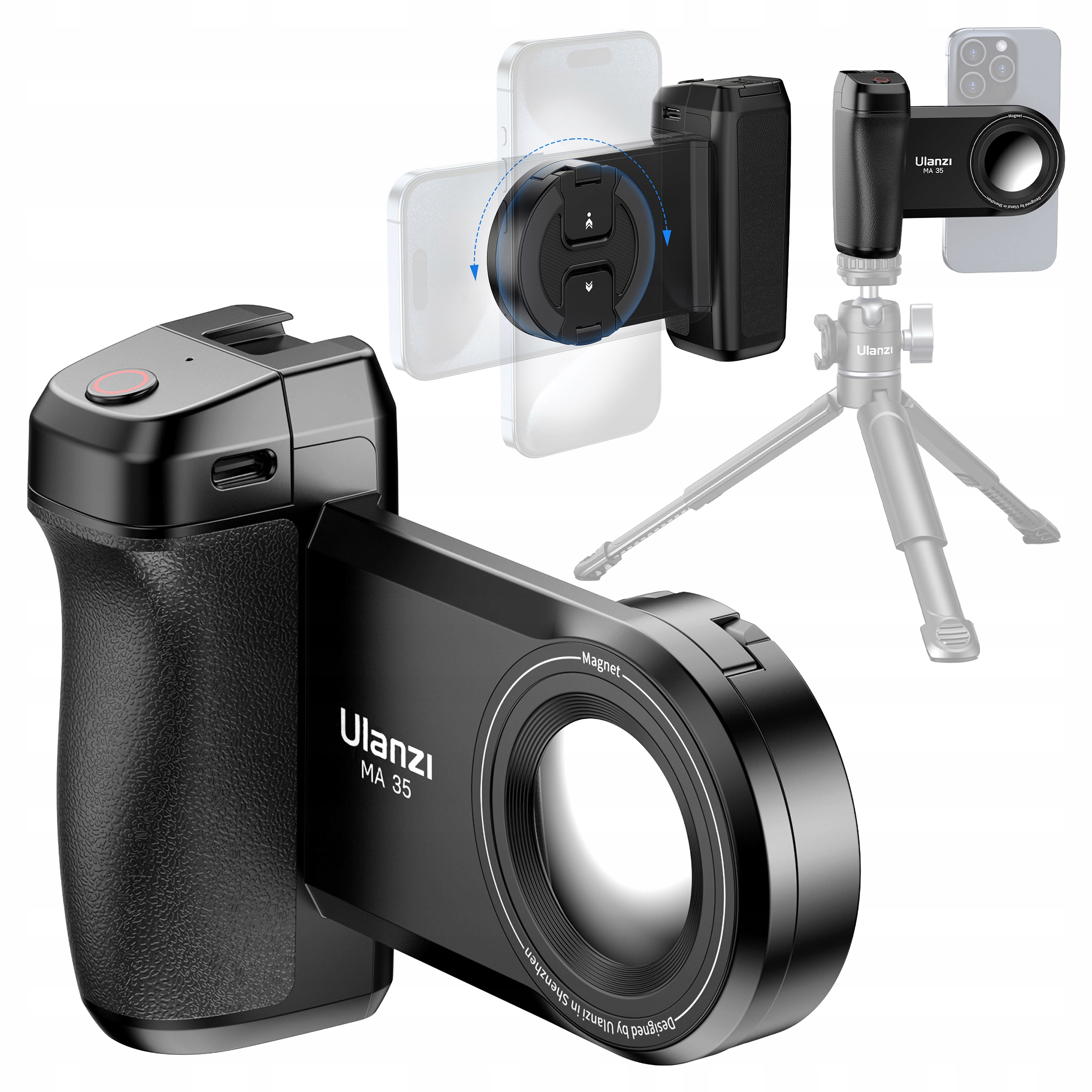 Grip MagSafe Ulanzi MA35 z pilotem Bluetooth do smartfona iOS Android