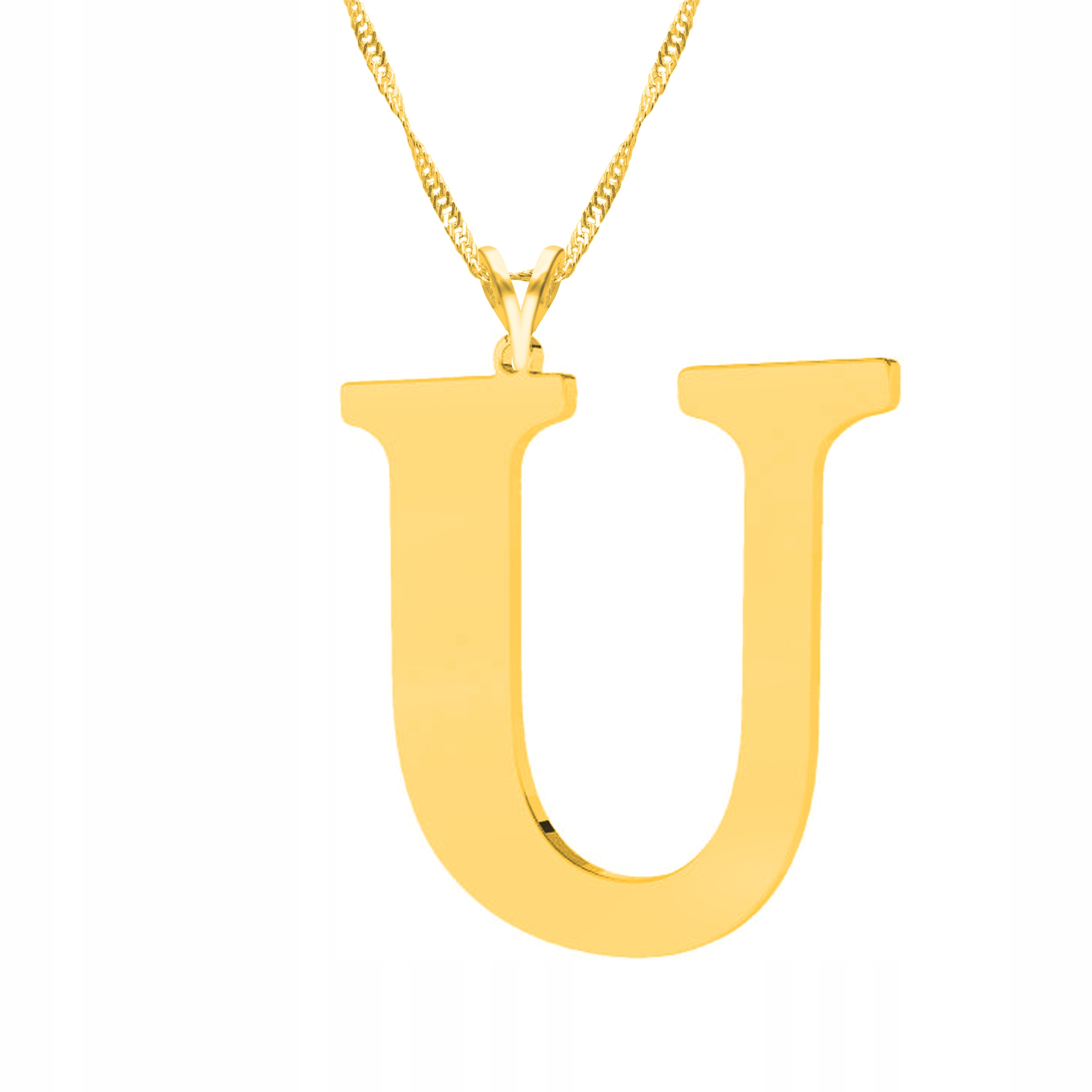Řetízek zlatý náhrdelník stříbro 925 Písmeno U