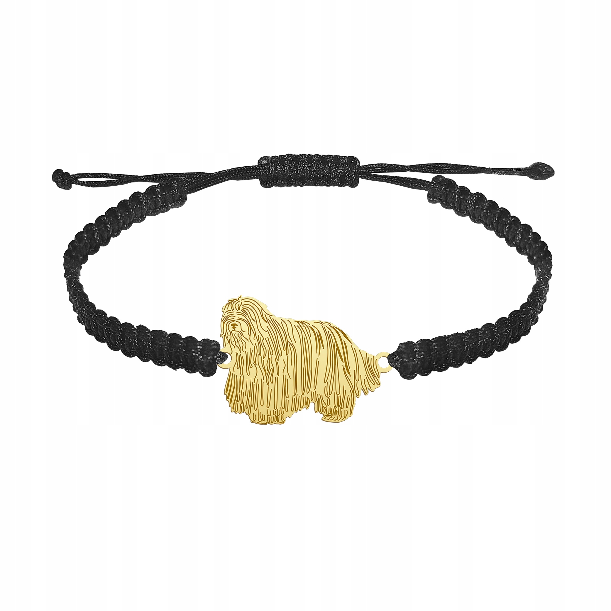 Zlatý náramek s psem Ovčáček z Bergama 925 Makramé Šperky Gravírování