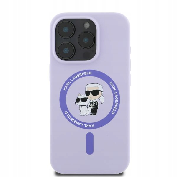 Pouzdro Karl Lagerfeld pro iPhone 16 Pro 6.3" fialové Karl&Choupette MagSafe