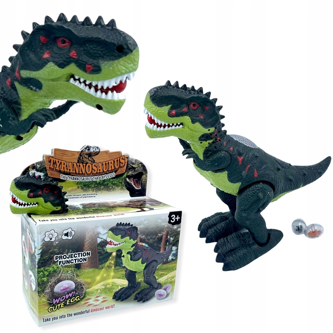 

Duży Dinozaur T-rex Chodzi Ryczy Świeci Znosi Jaja