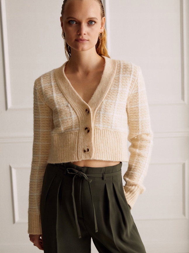 Guido Maria Kretschmer Dámský Kardigan GMK-0923-02520 béžová vlněná barva