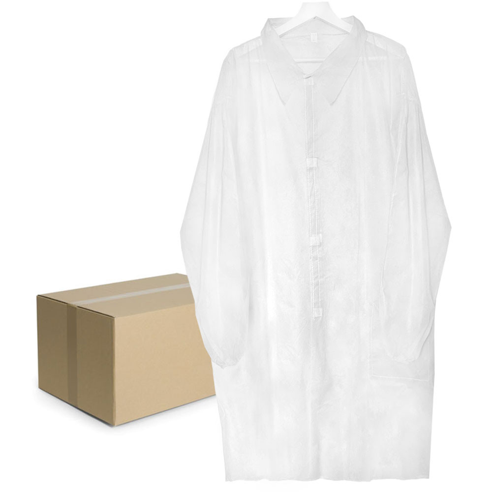 Jednorázová zástěra bílá 2XL na suchý zip gastro agro kosmetika box 100 Ks