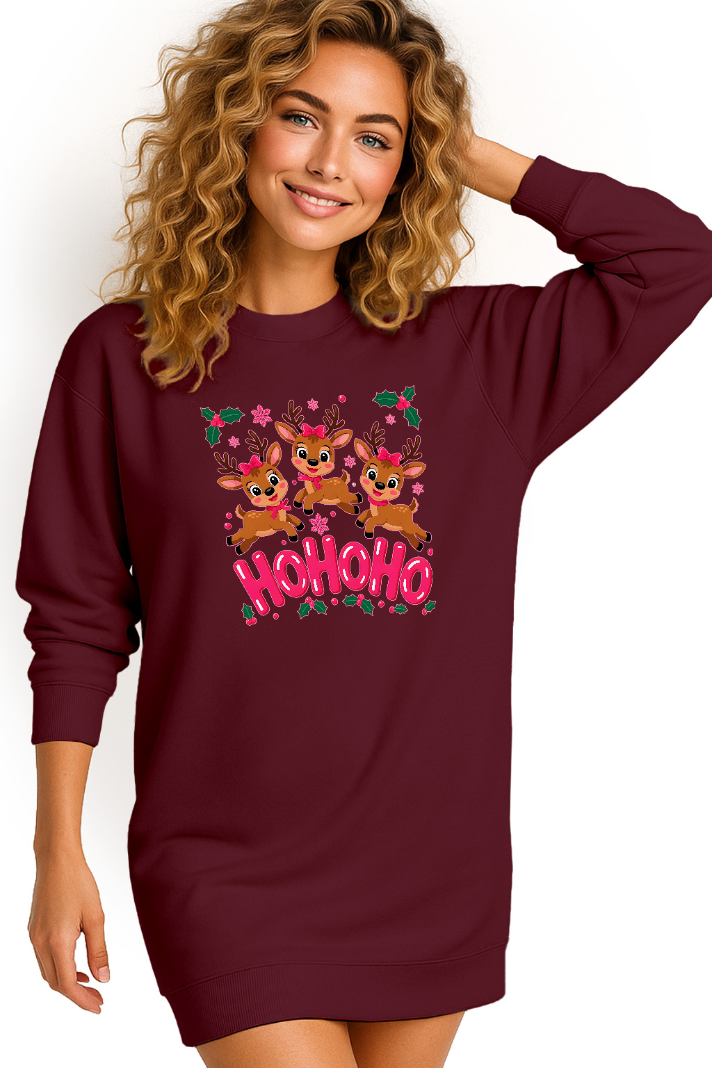 Mikina Dámská Vánoční Oversize Šaty Sobí Dárek K Vánocům XL