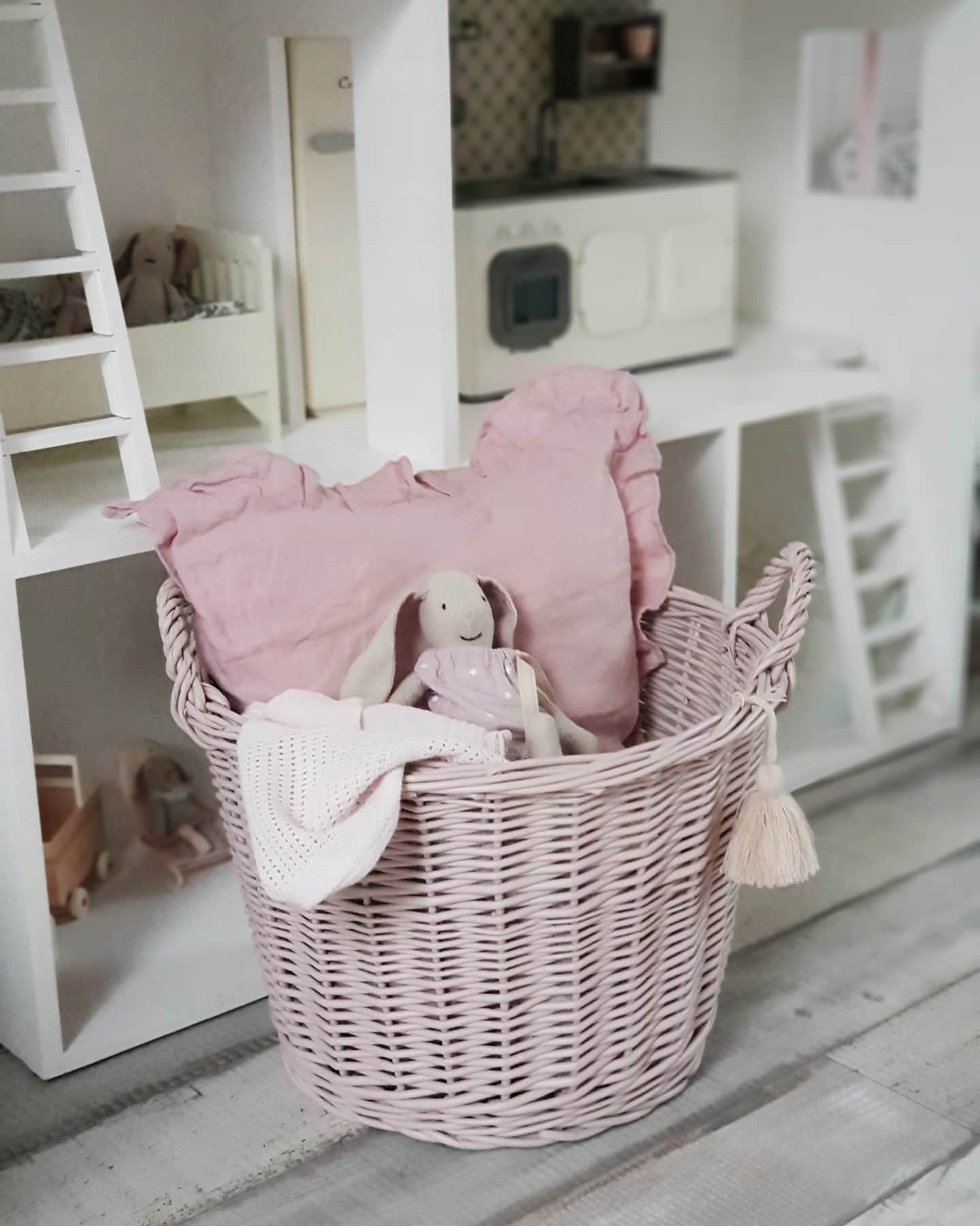 KOSZ WIKLINOWY NA ZABAWKI BRUDNY RÓŻ OKRĄGŁY Kod producenta KOSZ WIKLINOWY