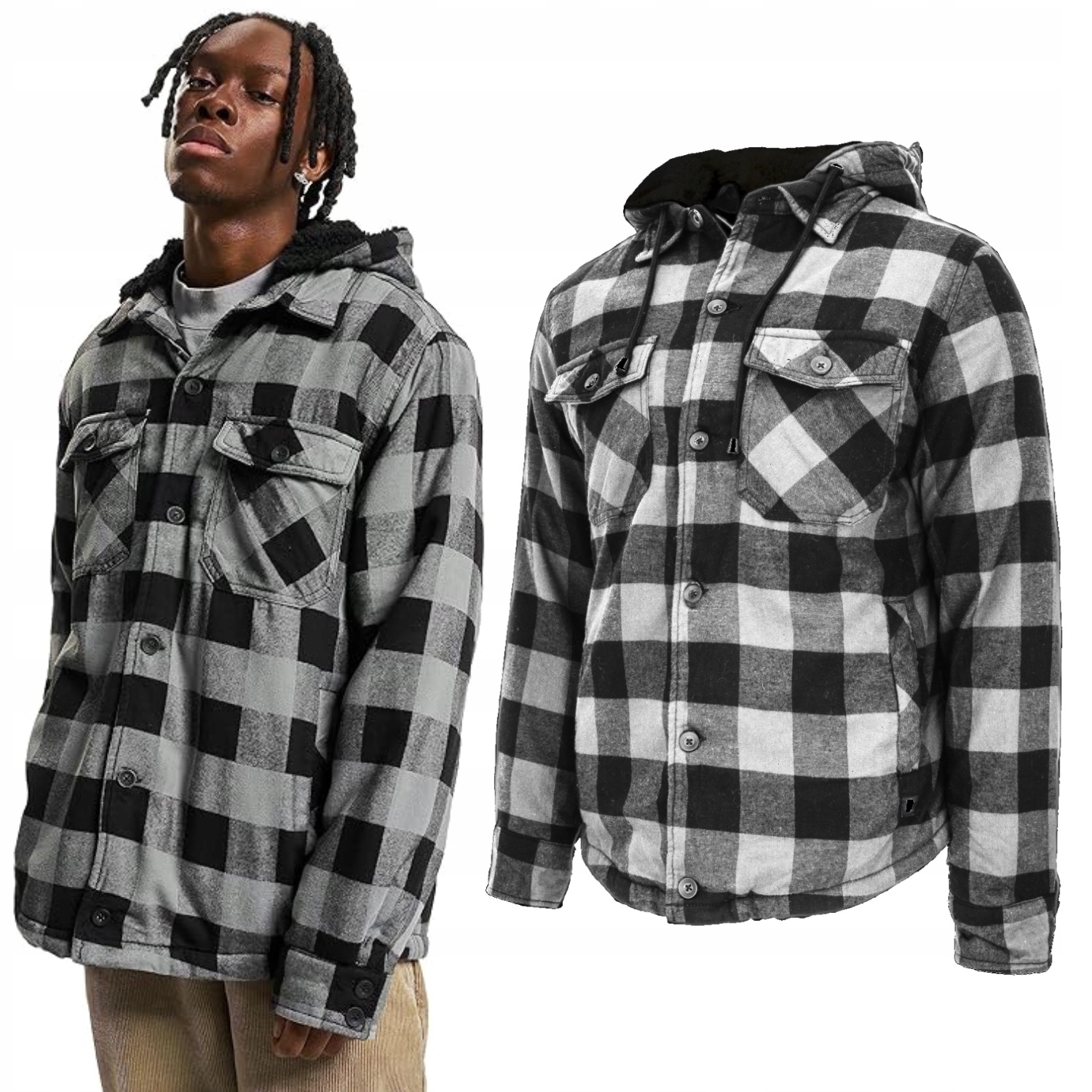 Bunda Brandit Lumber s kapucí Černo-šedá (Black/Charcoal) 4XL