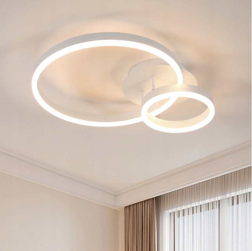 Lampa Sufitowa Plafon Led Biała Zyrandol Pierścień Nowoczesna Salonu 3000K 42W