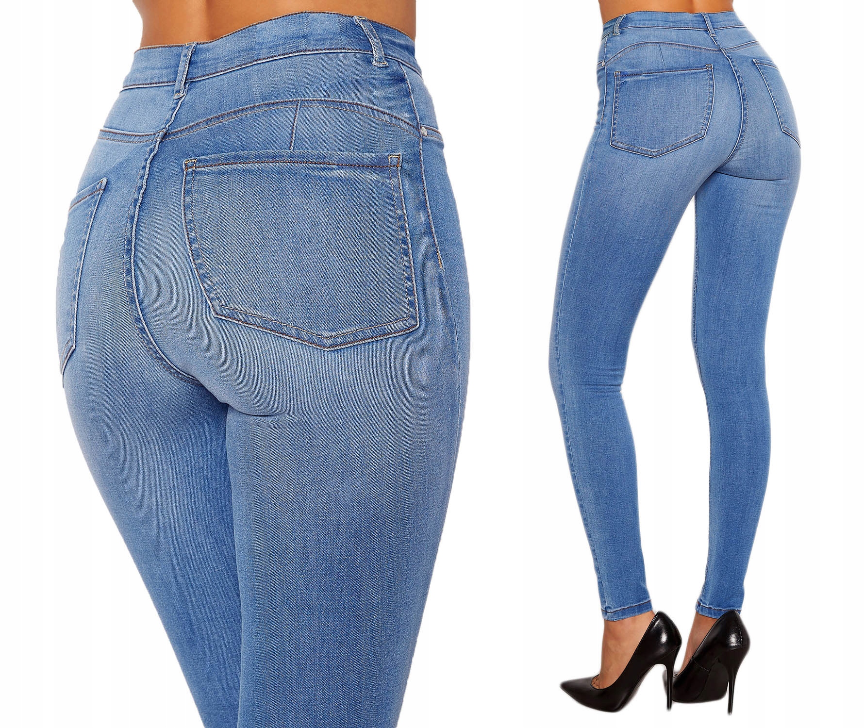 SPODNIE MODELUJĄCE KLASYCZNE JEANSOWE DUŻE ROZMIARY ELASTYCZNE JEANSY