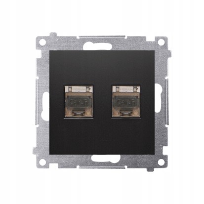 Gniazdo komputerowe podwójne RJ45 kat. 6 ekranowane Czarny Simon 54