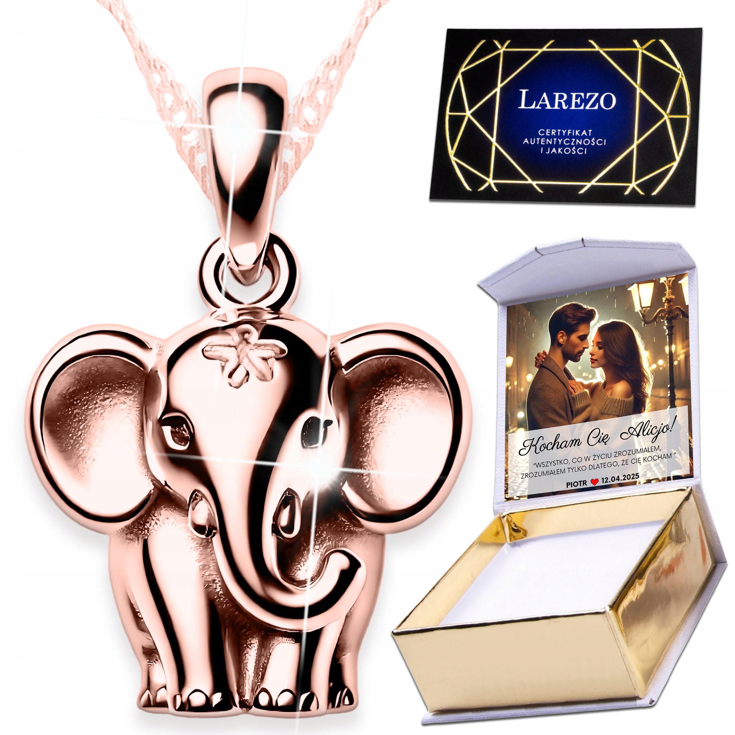 Pozlacený náhrdelník 925 se slonem Zirkony Slon Slon Štěstí Potisk