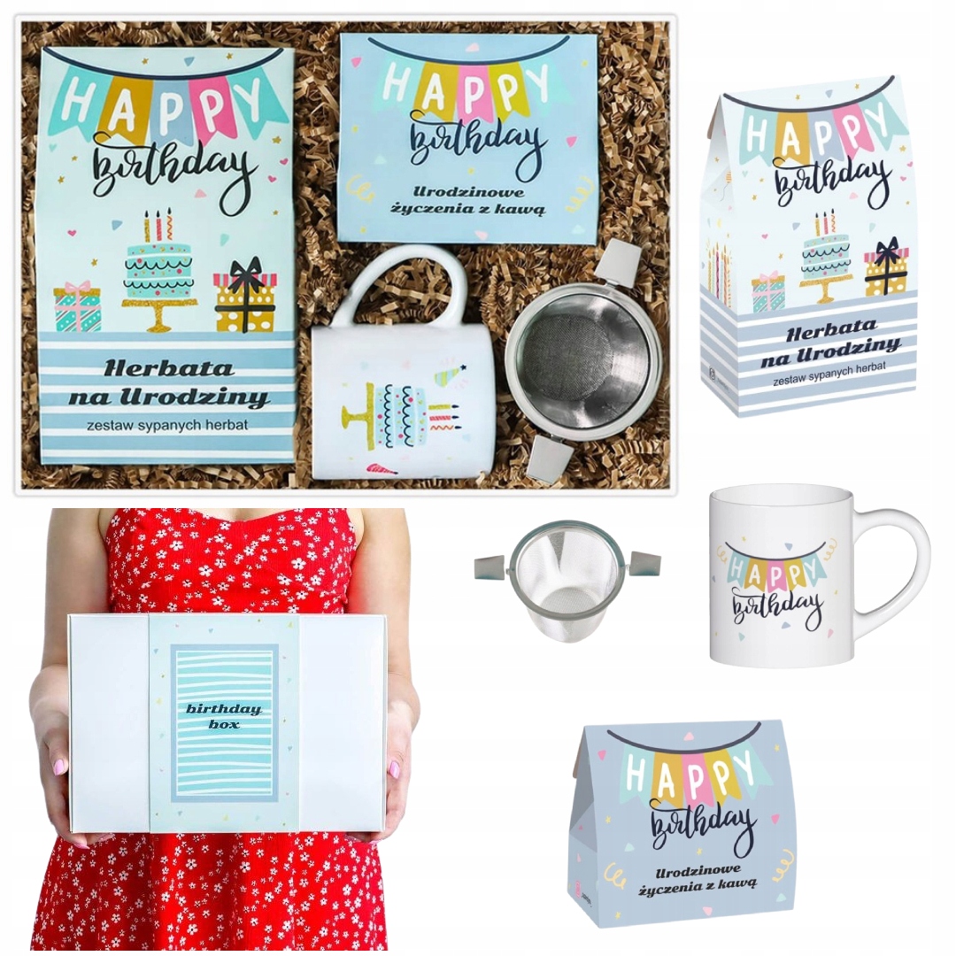 Levně Velký box s kávou a čajem Výjimečný Den s konvičkou, hrnkem, dárkem