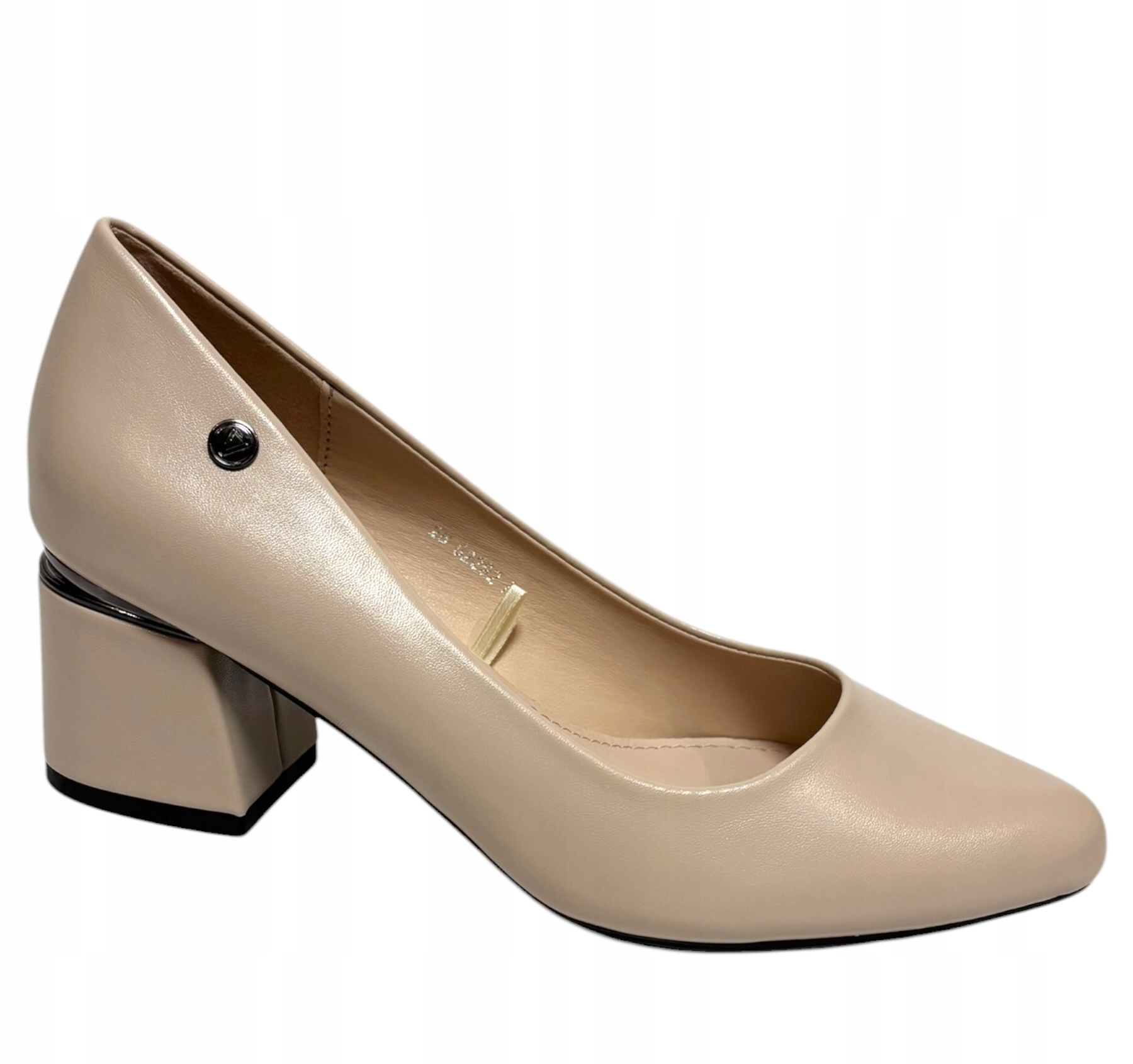 Vinceza 62292 Półbuty Czółenka Na Słupku Beżowe Licowe 38