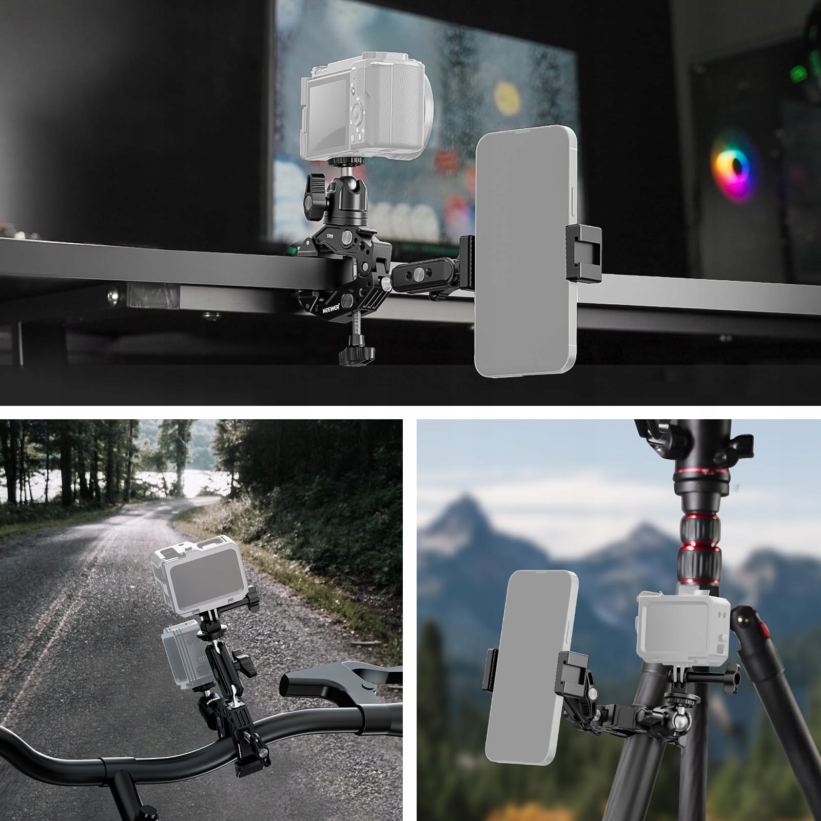NEEWER Super Clamp Z Magic Armem Do Kamer GoPro DJI i Telefonów — miniatura 7