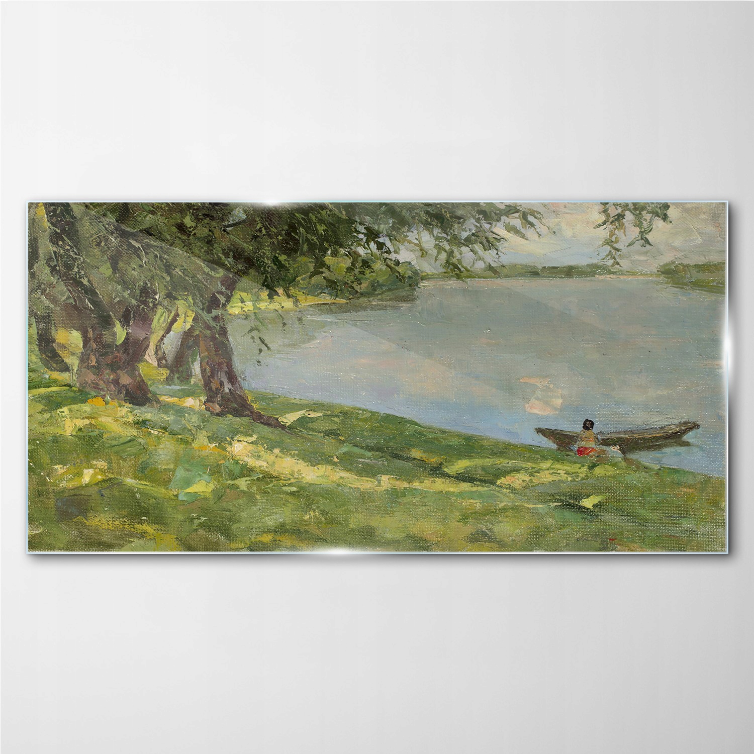 

Obraz szklany Malarstwo łódź jezioro drzewo 100x50