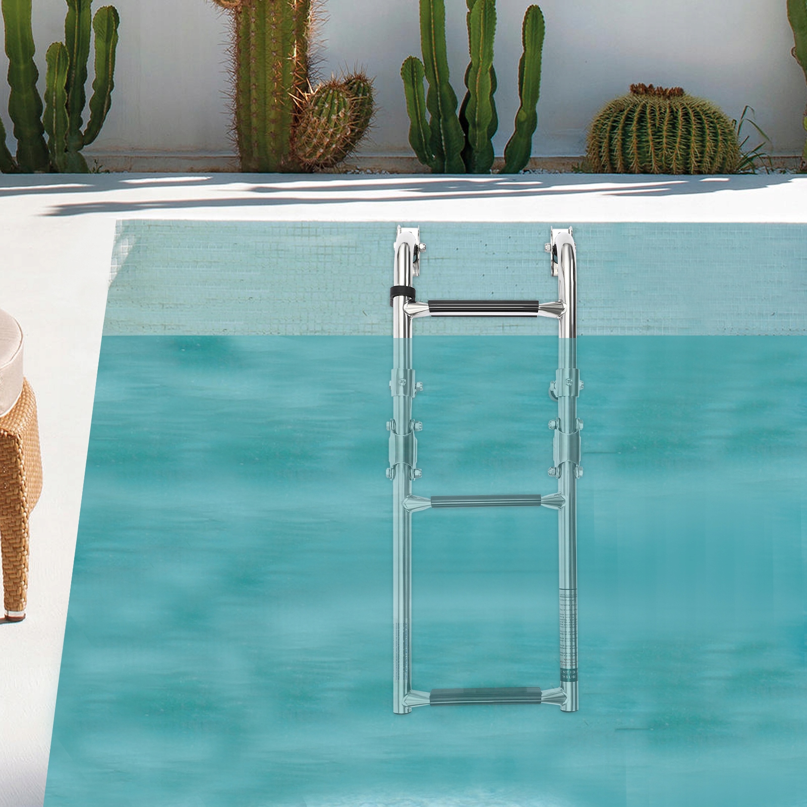 2 1 SKŁADANA DRABINA ZE STALI NIERDZEWNEJ NA POKŁA Marka bez marki