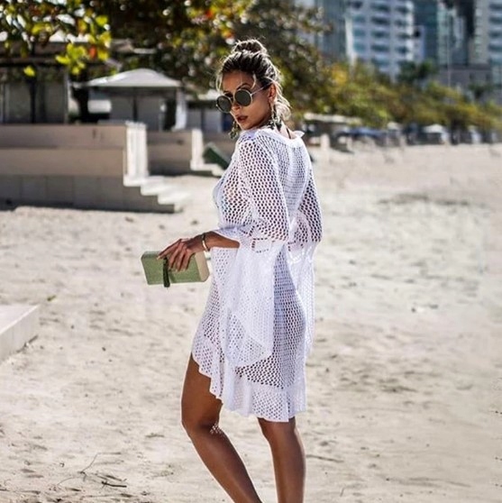 PAREO NARZUTKA LETNIA PLAŻOWA BOHO KORONKA Marka Inna marka