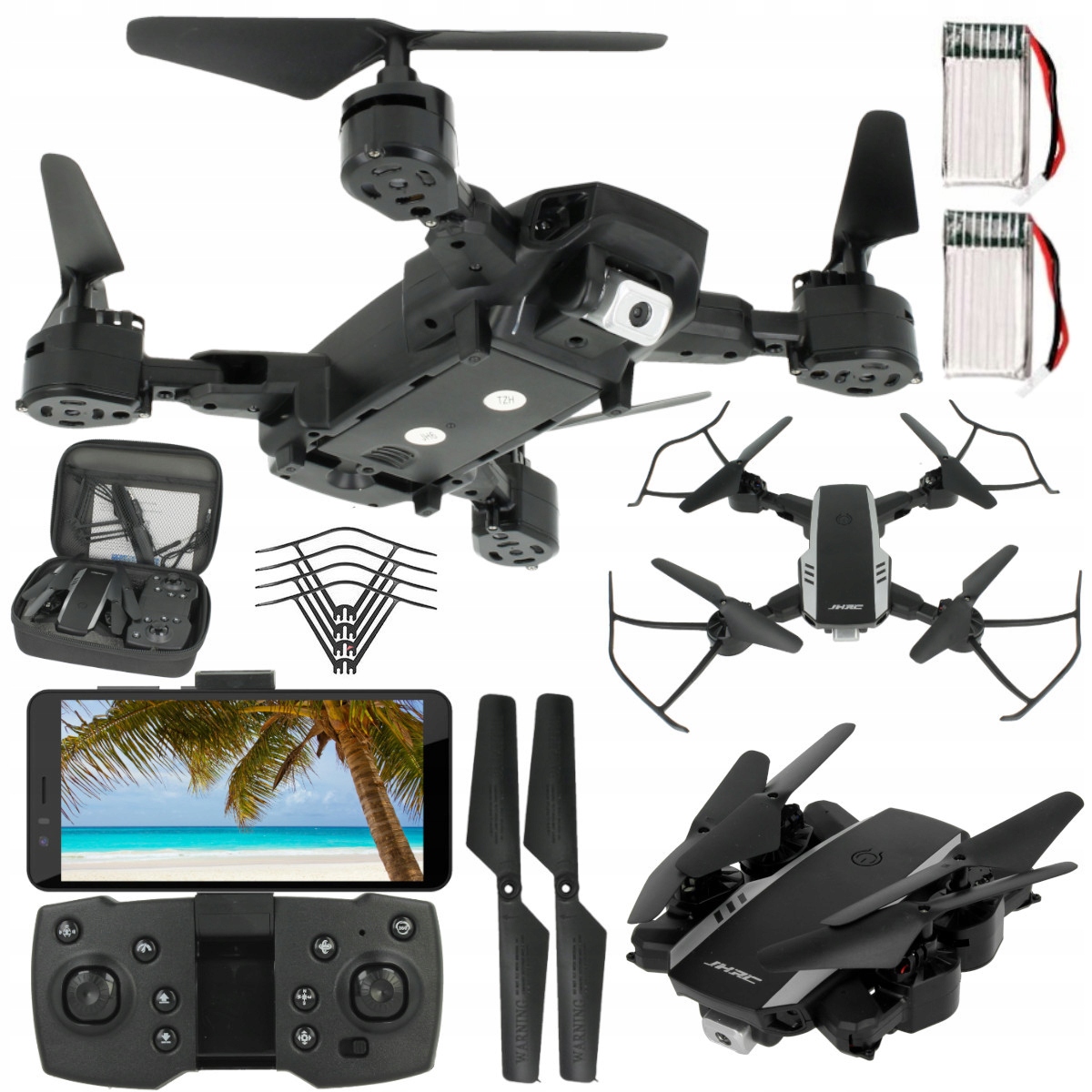 Dron Skládací Wifi kamera Živý náhled Kompas Vznášení Návrat 2xAku 1800mAh