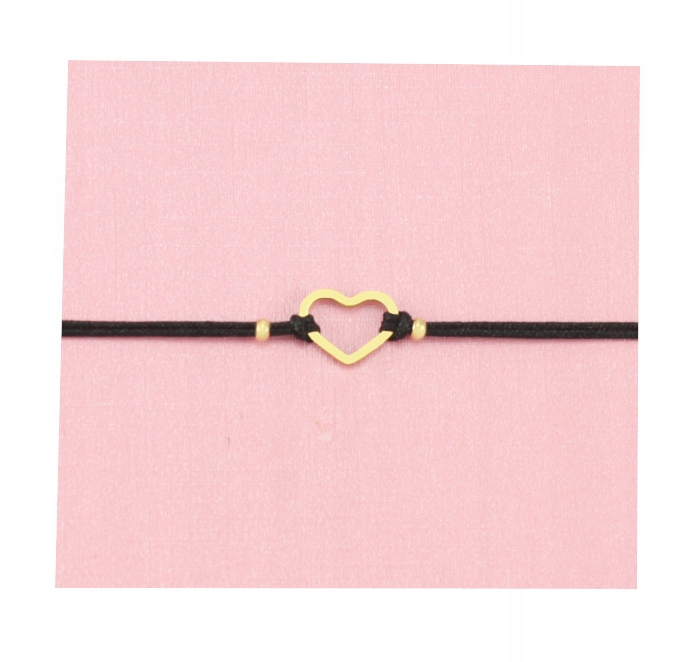 

Bransoletka Czarna Regulowana Złote Serce Stal